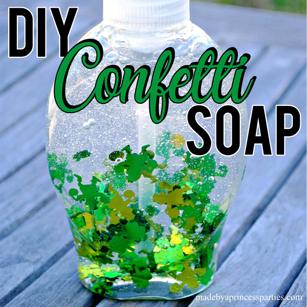 DIY Confetti Soap all you need is a package of confetti and bottle of soap