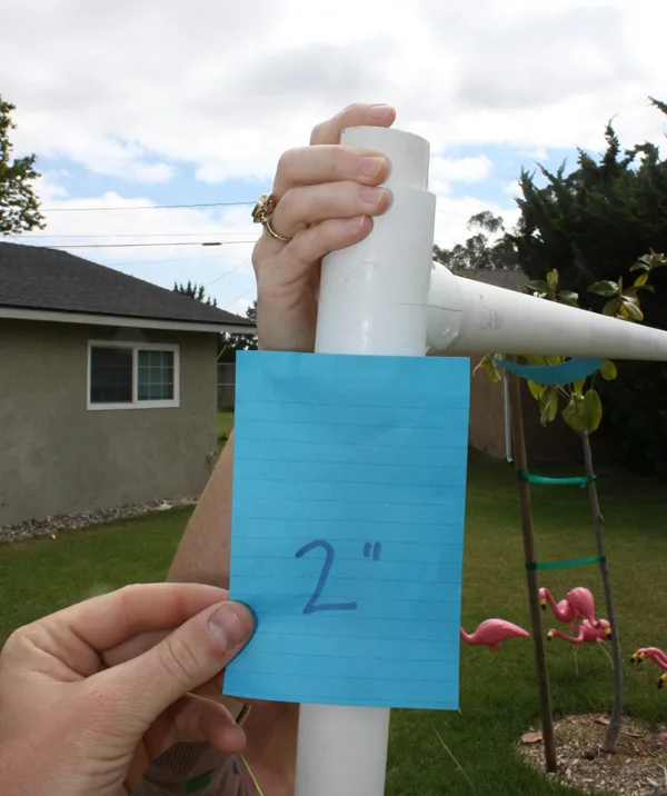 How to Make a PVC Canopy showing where the 2in piece fits into the frame