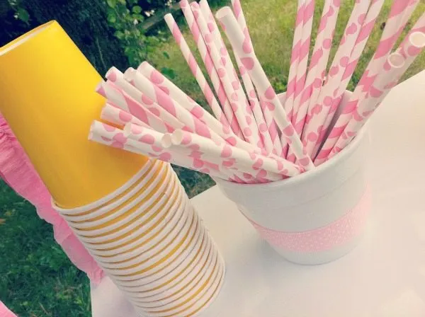 Lemonade Stand Paper cups and straws