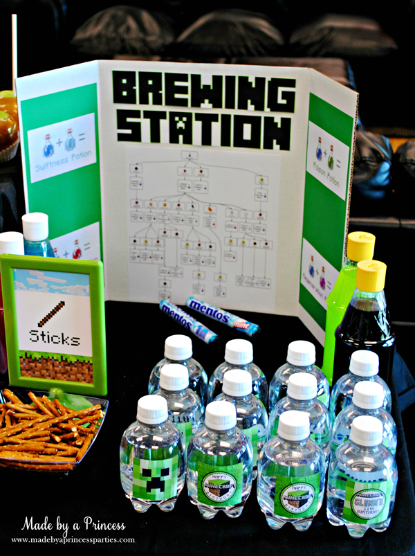 Ultimate Minecraft Birthday Party Custom Brewing Station #minecraft #minecraftparty #minecraftbirthday #bestboyparty