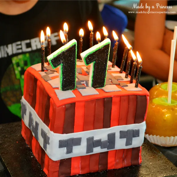 Ultimate Minecraft Birthday Party TNT birthday cake perfect for Minecraft party #minecraft #minecraftparty #minecraftbirthday