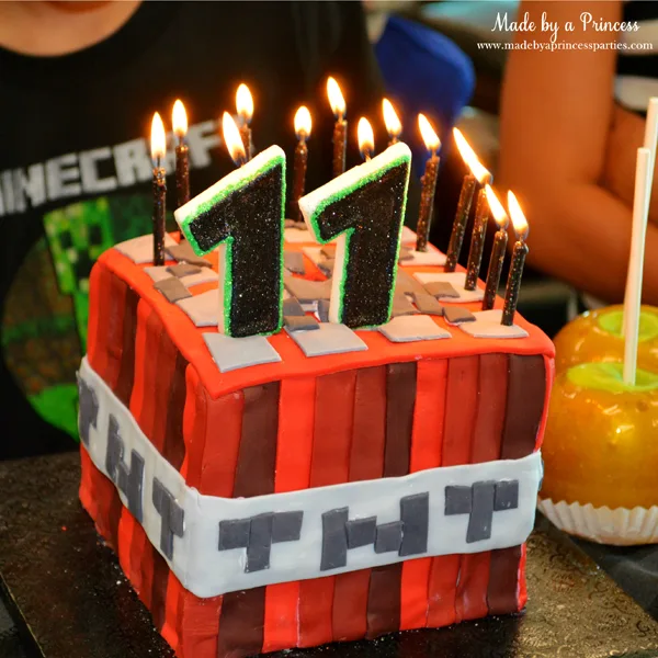 Minecraft Birthday Party : TNT Sparkler Cake