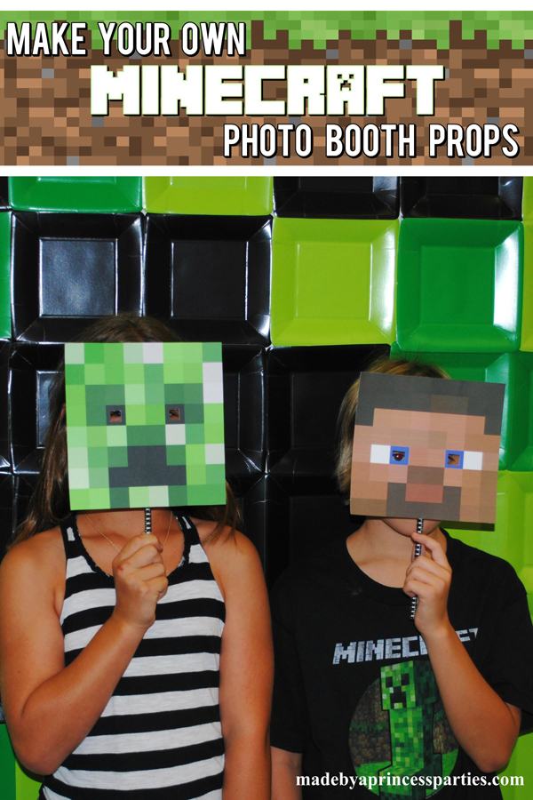 Make Your Own Minecraft Photo Booth Props and use plates to create a Creeper background