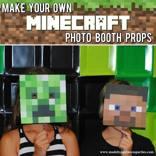 Make Your Own Minecraft Photo Booth Props with a matching Creeper background
