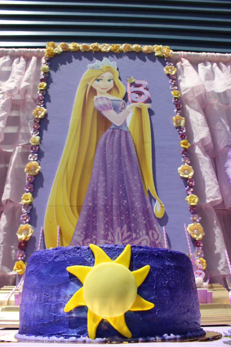 best day ever rapunzel party by tabletop treats cake and backdrop