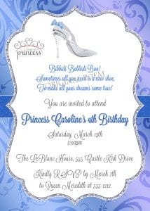 Cinderella slipper invitation