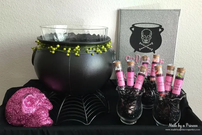 witch tea party cauldron table