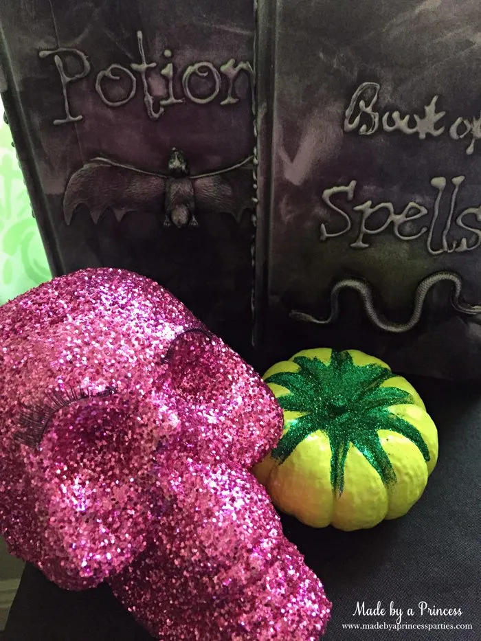 witch tea party glitter skull