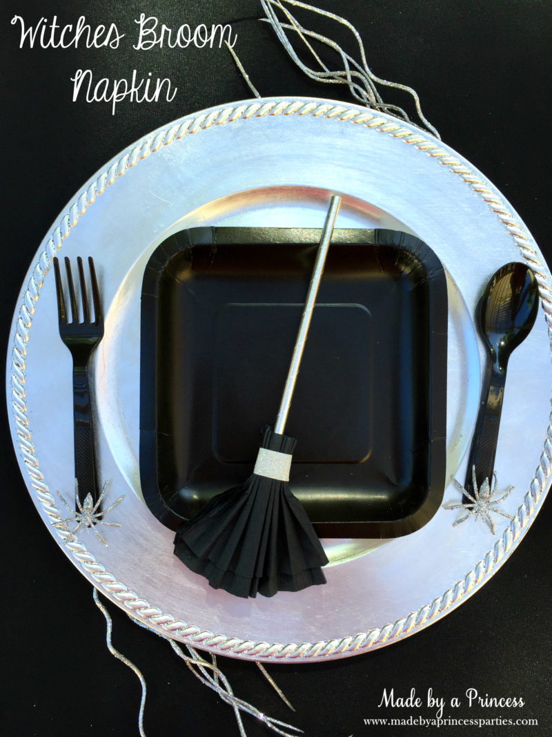 witches broom napkin place setting