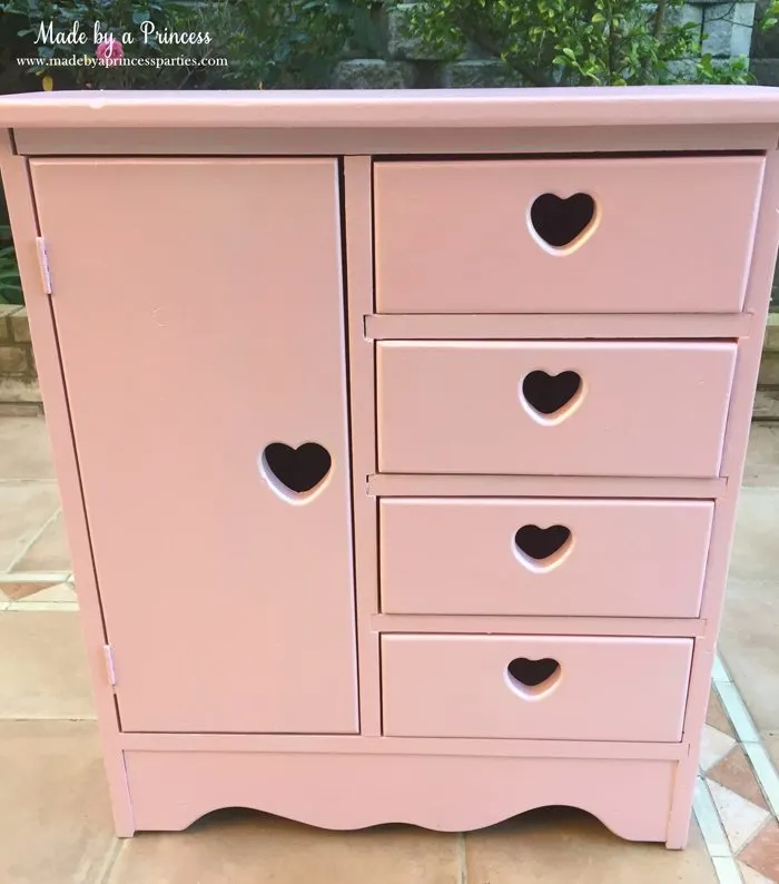 antique cabinet pink pearl makeover finished