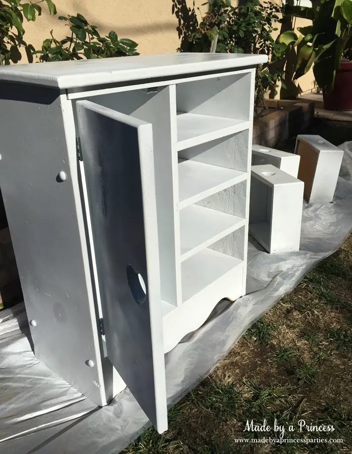 antique cabinet pink pearl makeover white base coat