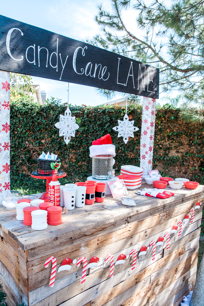 candy cane lane christmas party cocoa bar