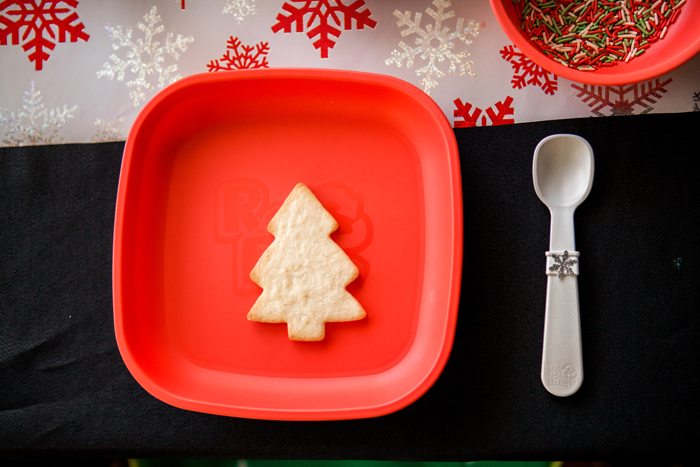 candy cane lane christmas party cookie decorating red plate