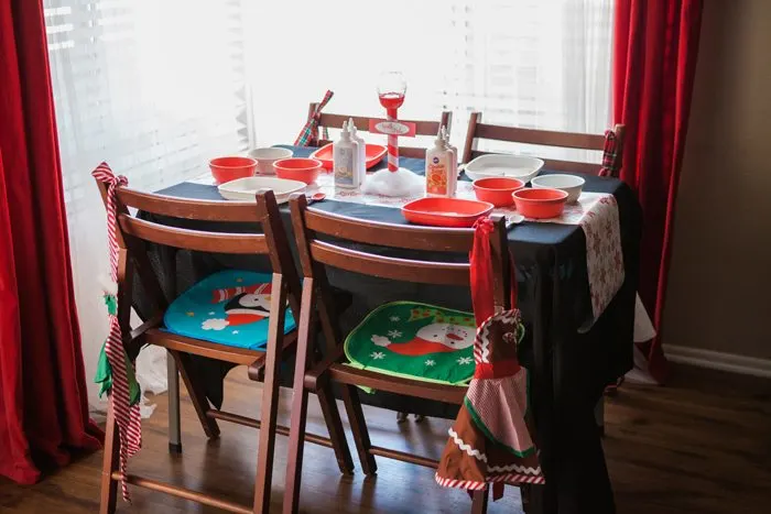 candy cane lane christmas party cookie decorating table set up