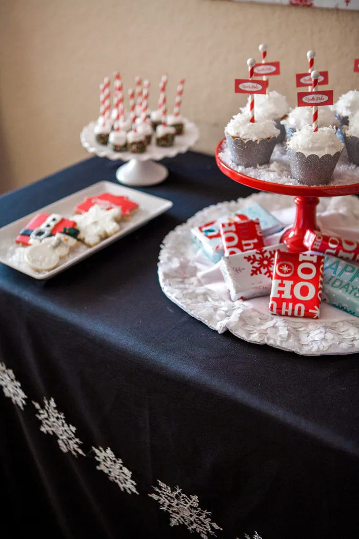 candy cane lane christmas party dessert table