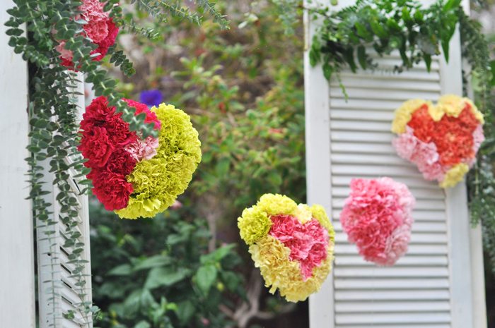 Valentines Day Garden Party floral heart garland