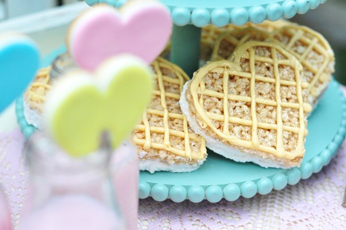 Valentines Day Garden Party heart rice krispie treats