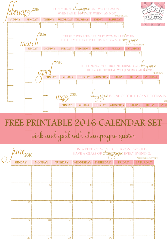 made by a princess free printable calendar 2016 pin it