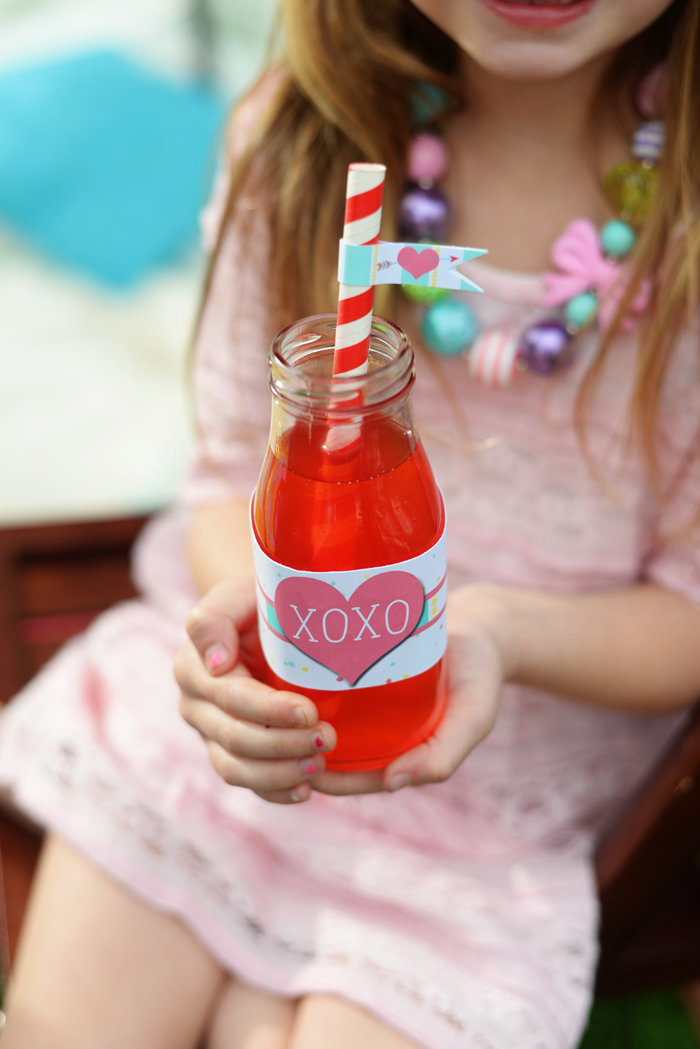Creative Kids Valentine Party Ideas drink with flag 