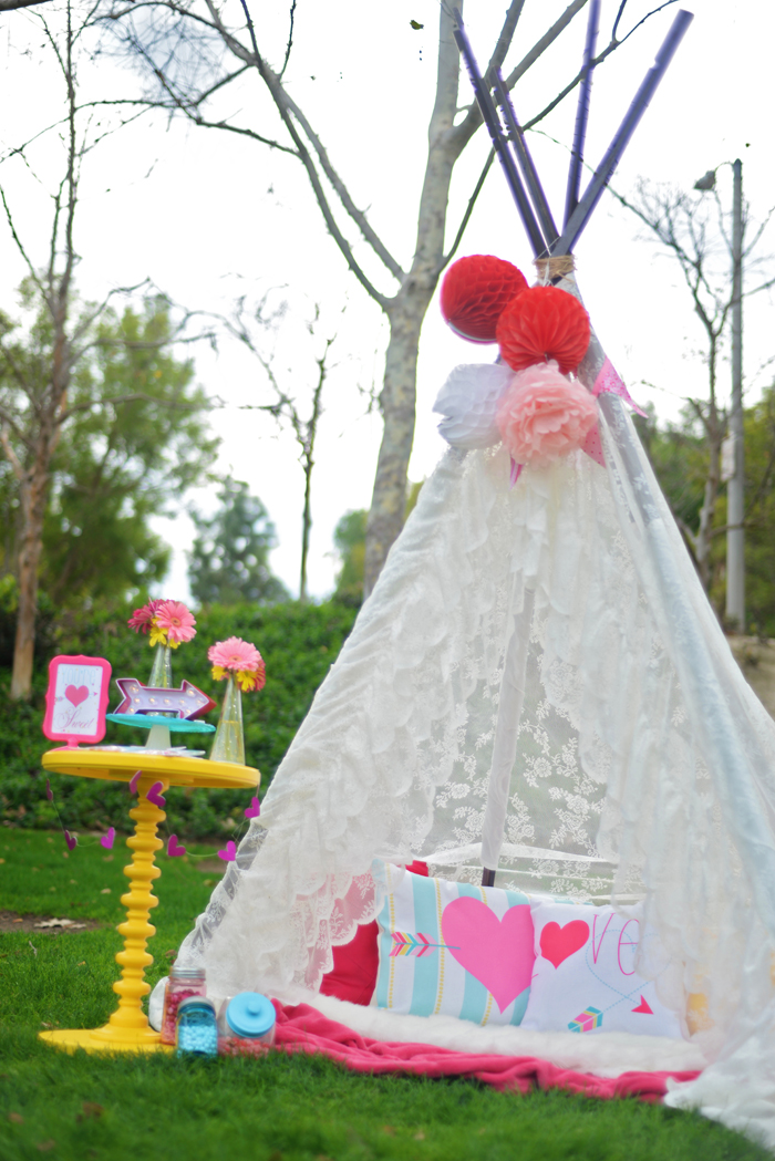 Creative Kids Valentine Party Ideas teepee set up