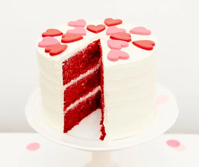Kissing Booth Valentines Day Party red velvet cake