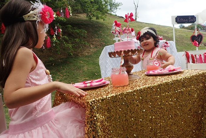 Sweet Party for Sweet Girls gold tablecloth