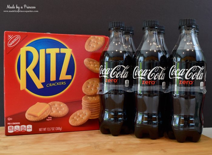 crock pot buffalo chicken dip on ritz crackers with coke zero