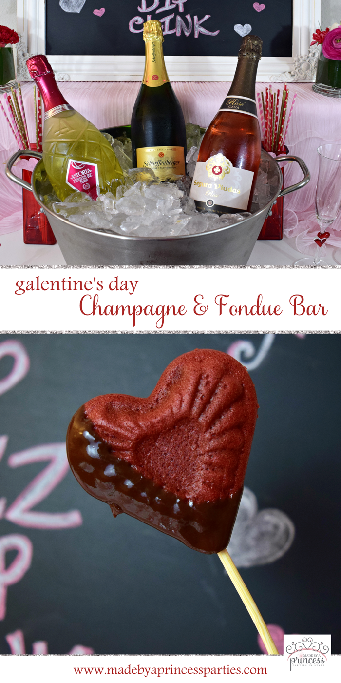 galentines day champagne fondue bar pin it