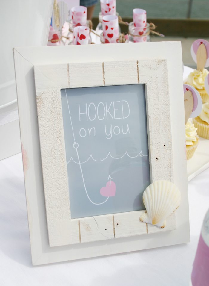 message in a bottle valentines party hooked on you sign