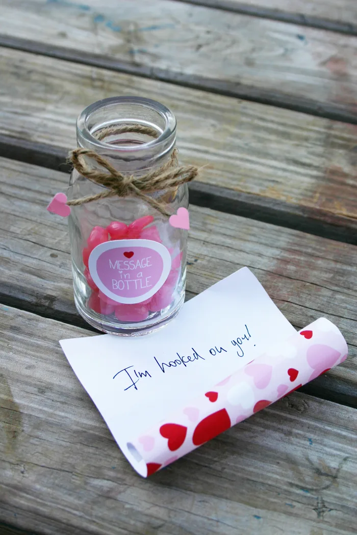 message in a bottle valentines party jelly beans in a bottle
