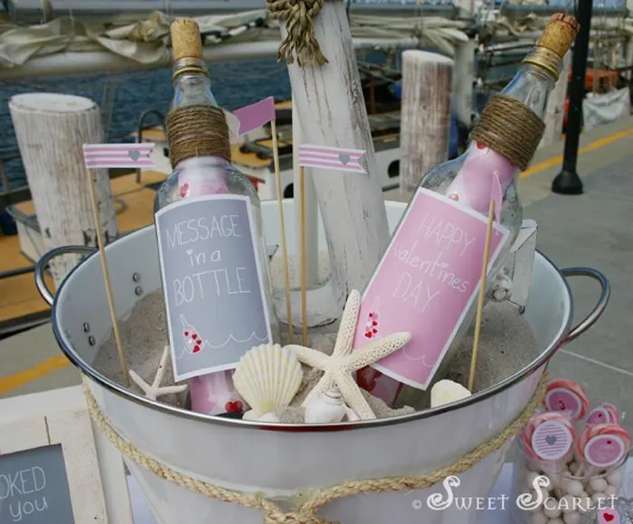 message in a bottle valentines party notes in bottles bucket