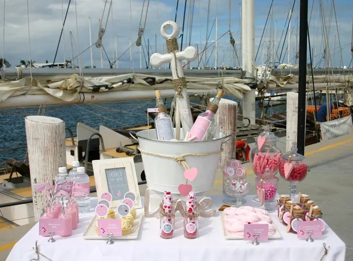 message in a bottle valentines party treat table 2