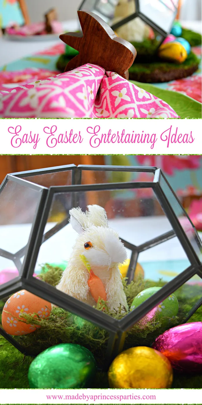 Easy Easter Entertaining Ideas using terrariums Easter eggs and moss