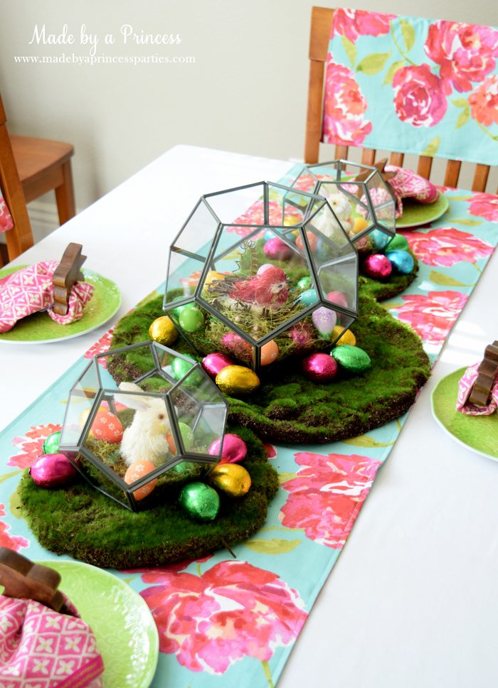 Easy Easter Entertaining Ideas table with terrarium trio