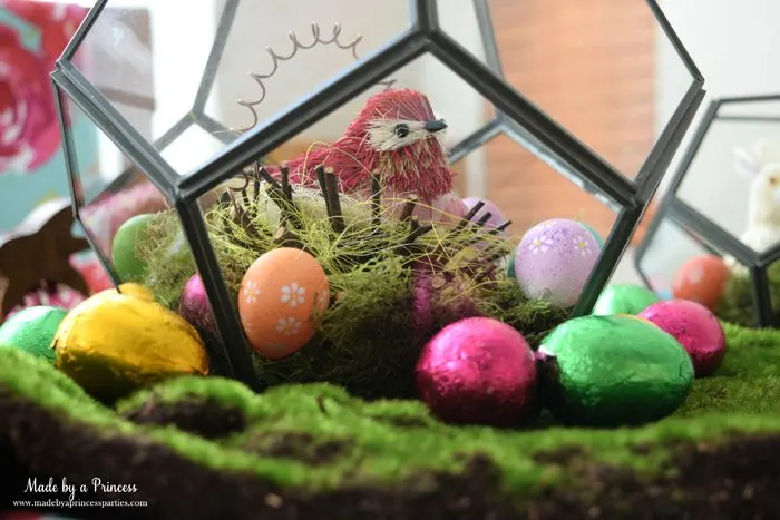 Easy Easter Entertaining Ideas terrarium with bird side view