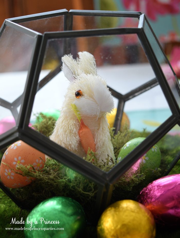 Easy Easter Entertaining Ideas white bunny in terrarium