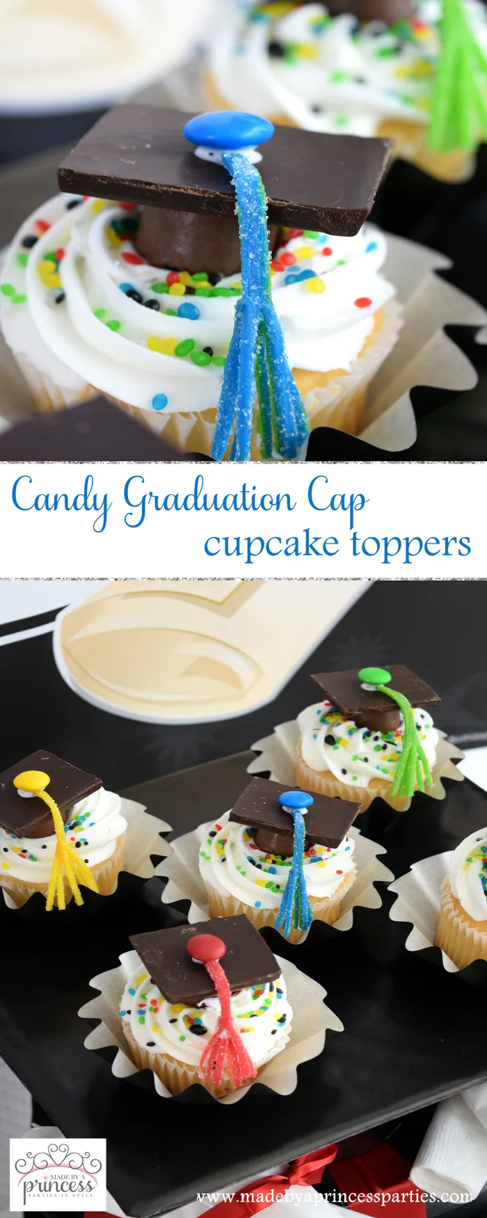 candy graduation cap cupcake toppers pin it