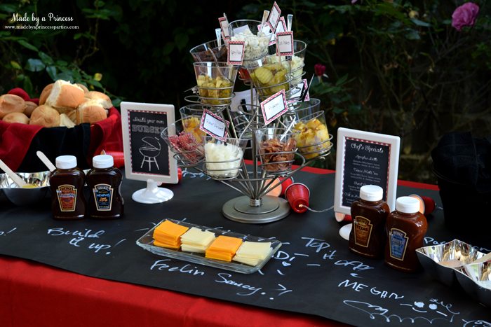 heinz build your own burger bar table