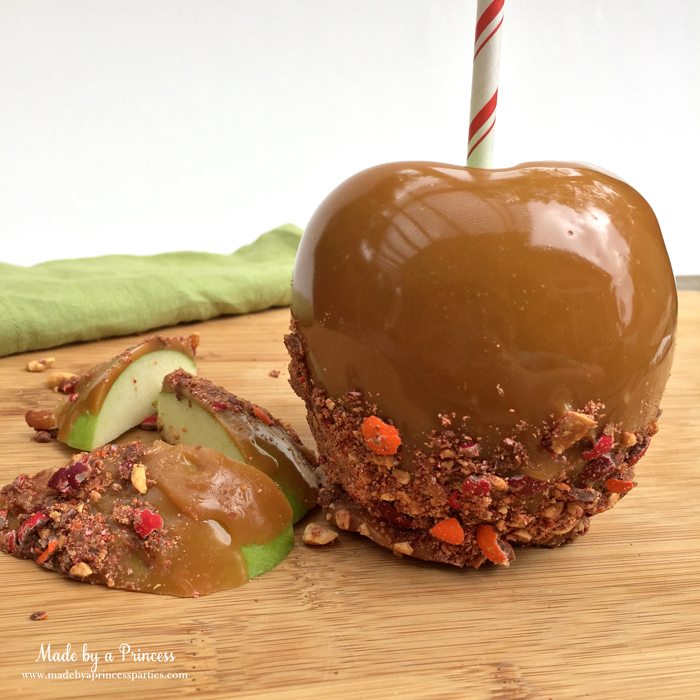 spicy crunchy caramel apple and slices