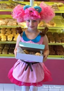 DIY Shopkins Shoppie Donatina Halloween Costume with a box of donuts