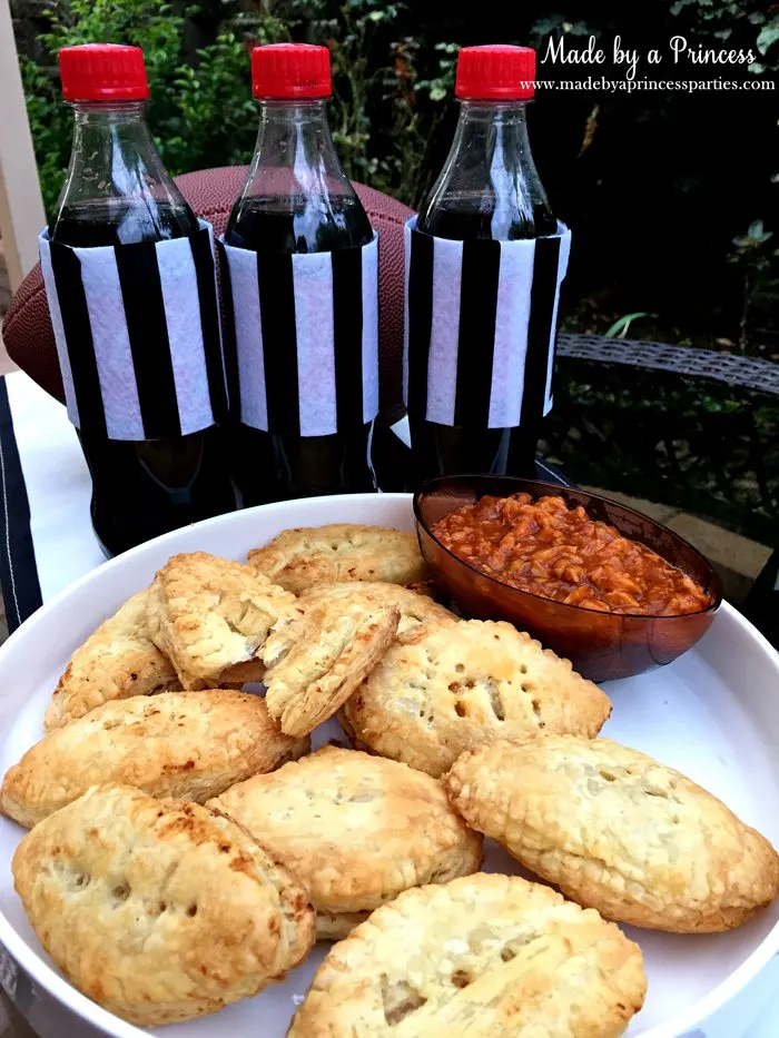 spicy-coca-cola-bbq-crock-pot-bbq-chicken-in-football-puff-pastries-with-side-of-extra-chicken