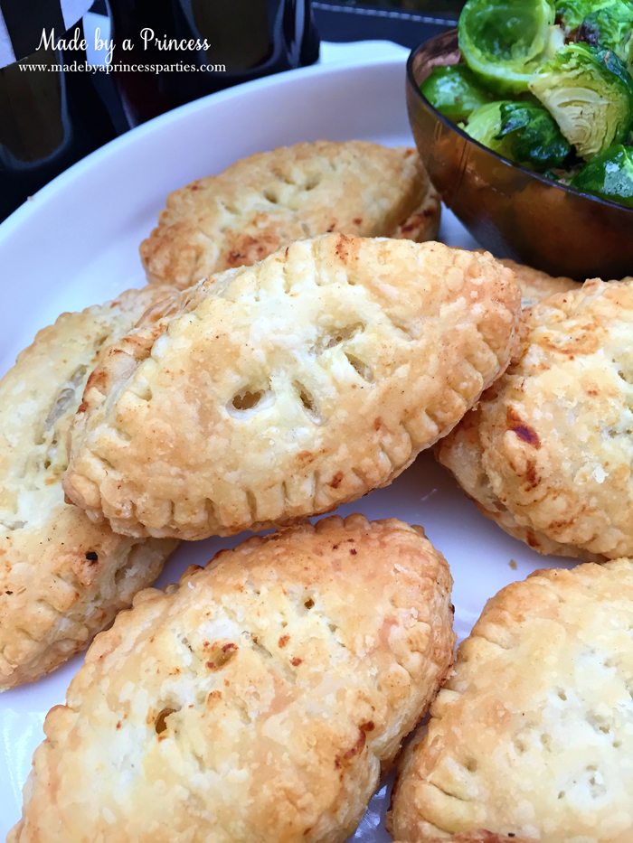 spicy-coca-cola-bbq-crock-pot-bbq-chicken-in-football-puff-pastries-with-side-of-roasted-brussel-sprouts