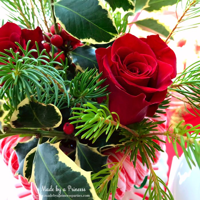 budget-friendly-holiday-mimosa-bar-party-red-roses-in-christmas-arrangement