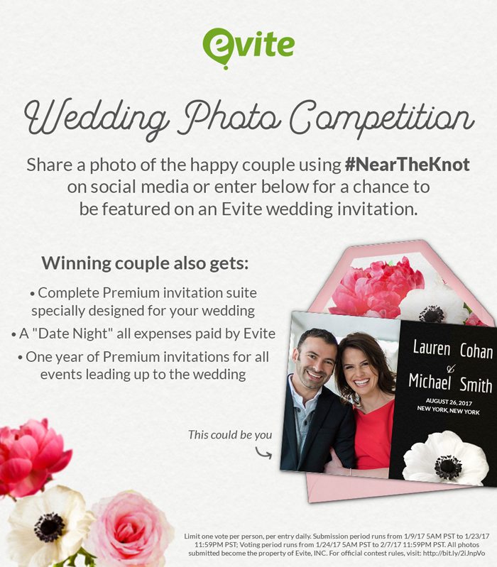 Evites #NeartheKnot Engaged Couple Photo Contest