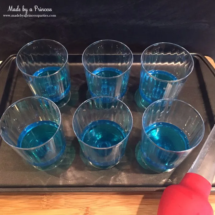 Unicorn Party Rainbow Jello Recipe cotton candy blue in cups