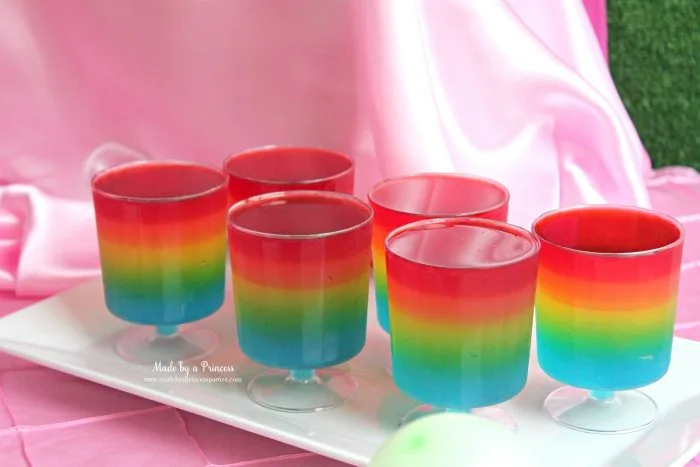 Unicorn Party Rainbow Jello Recipe layered cups
