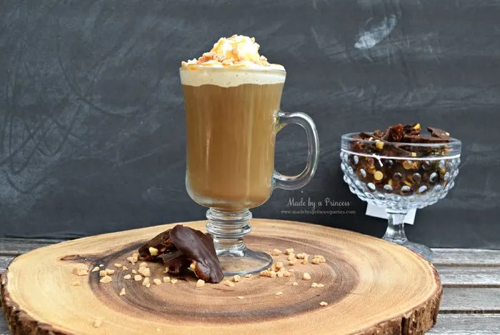 Copycat Creme Brulee Latte Recipe with homemade dark chocolate English toffee