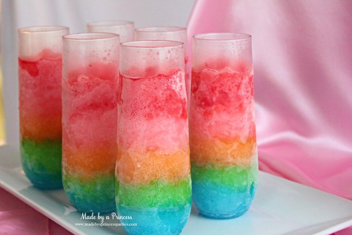 Unicorn Party Tipsy Rainbow Slushie with Champagne