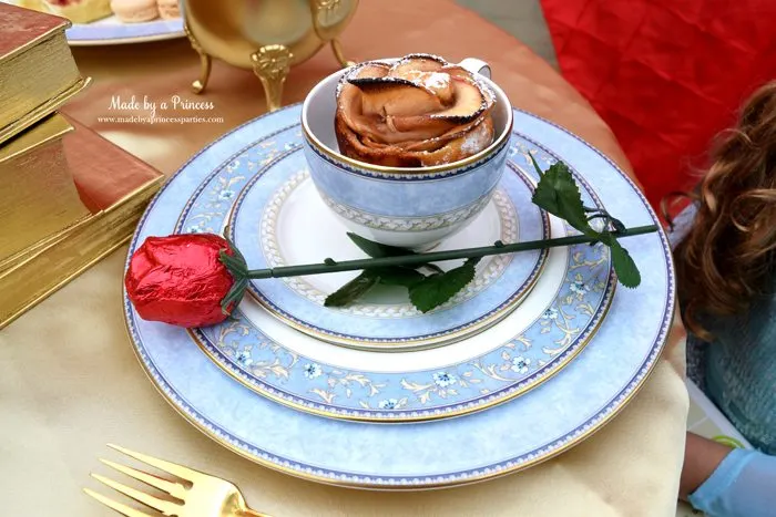 BEAUTY AND THE BEAST Themed Tea Party for Two. Serve delicious apples that look like a rose 