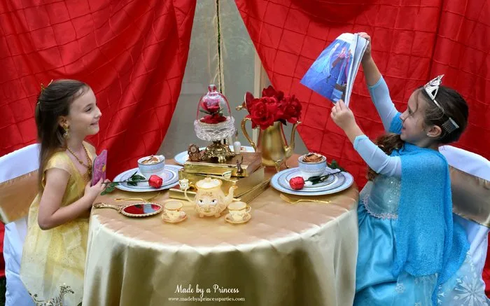 BEAUTY AND THE BEAST Themed Tea Party for Two. Elsa shares her story with Belle